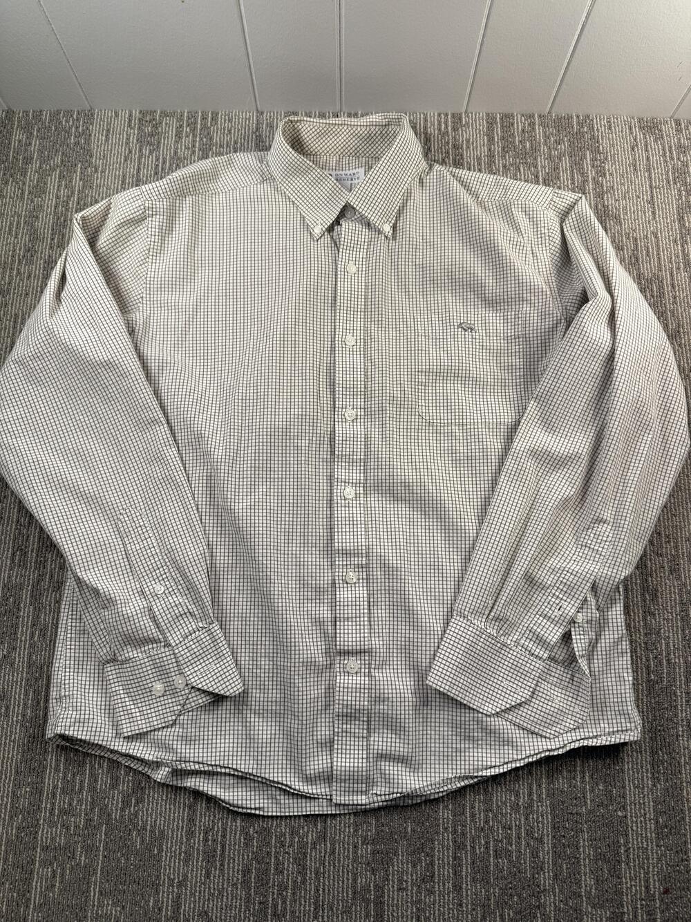 Onward Reserve Shirt Mens XL Beige Gray Check Plaid Button Down Cotton
